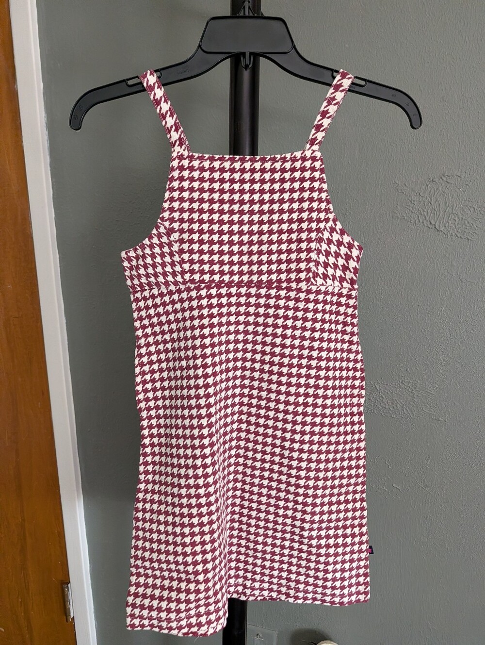 Limited Too Cordoroy Maroon and White Houndstooth Strappy Casual Dress